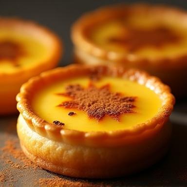 Pastel de Nata portugués con canela.